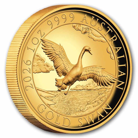 2026 AUS 1 oz Gold Swan PR-70 PCGS DCAM HR (FS, 10th Anni. Label)