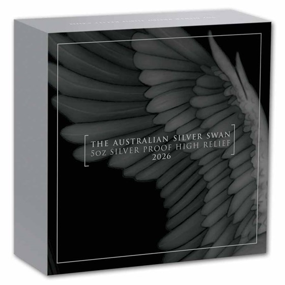 2026 AUS 5 oz Silver Swan PR-70 PCGS DCAM HR FS, 10th Ann. Label