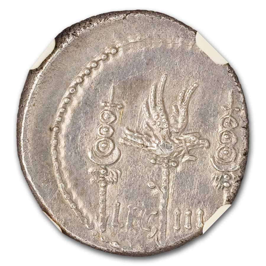 Roman AR Denarius Marc Antony Legion III (30 BC) MS NGC (4/3)