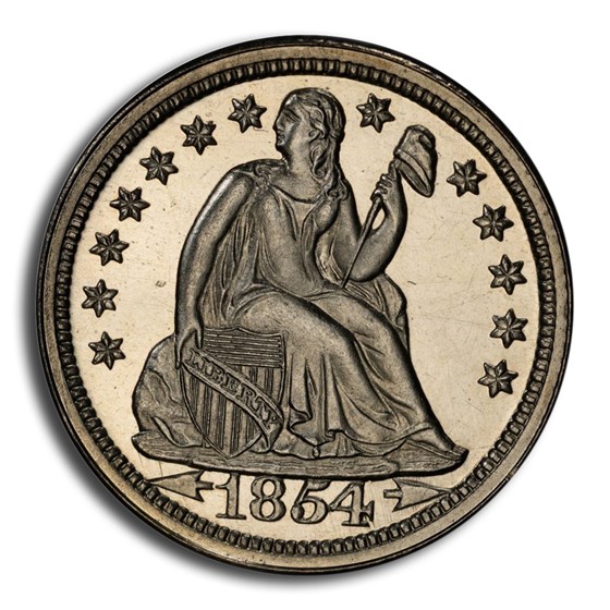 1854 Liberty Seated Dime PR-64 Cameo PCGS CAC