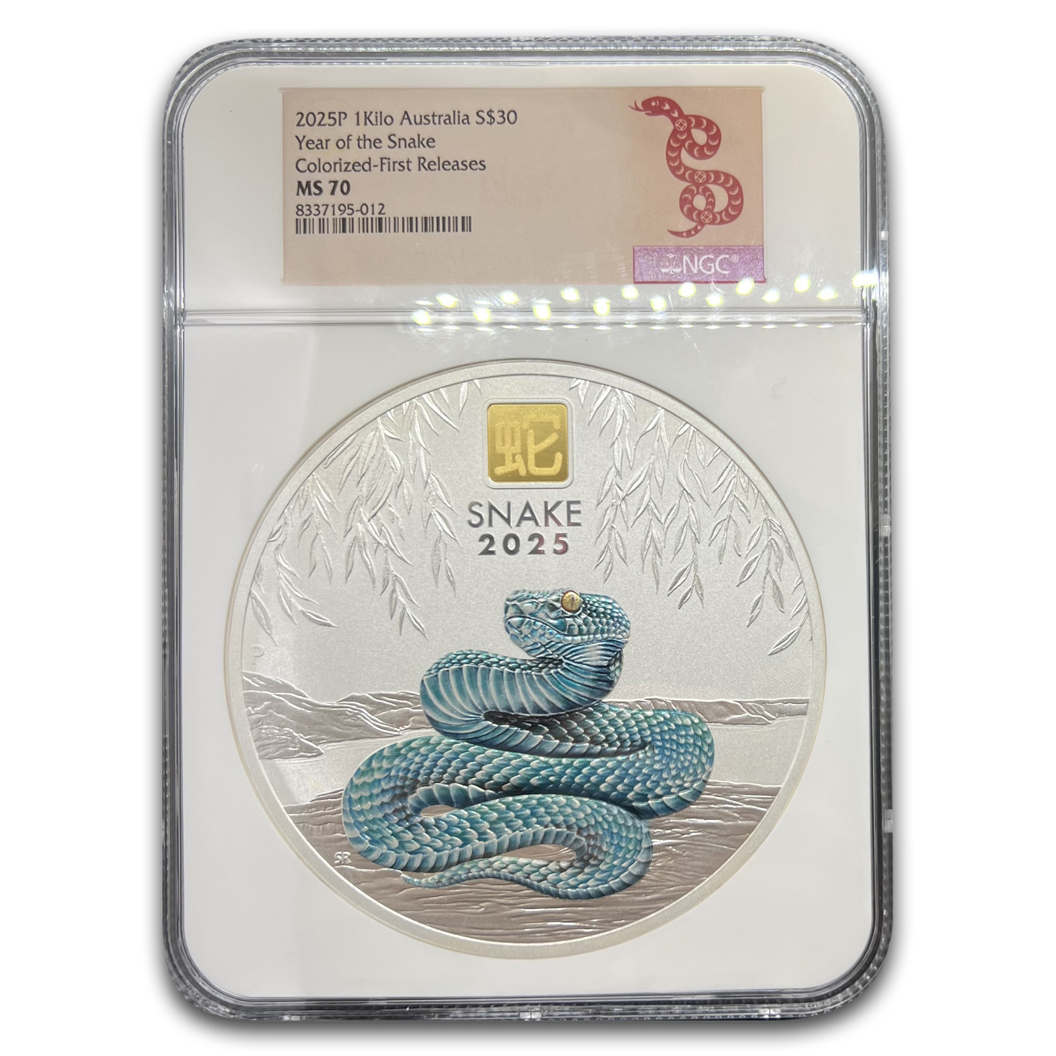 2025 Aus 1 kilo Silver Lunar Snake BU MS-70 NGC FR (Gold Privy)