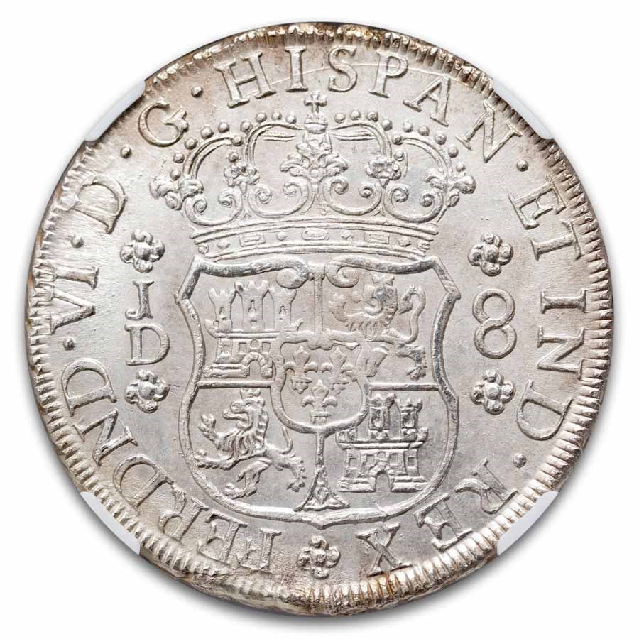 1755-LM JD Peru Silver 8 Reales "Pillar Dollar" Unc NGC