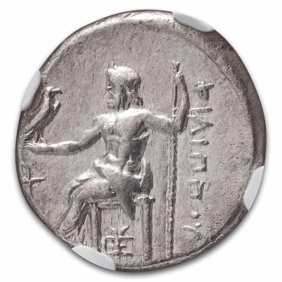 Macedonia AR Silver Drachm Philip III (323-317 BC) XF NGC (4/3)