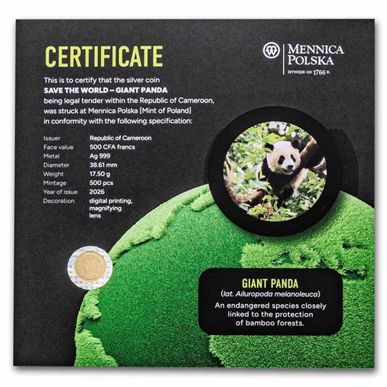2026 Republic of Cameroon Silver Save the World: Giant Panda