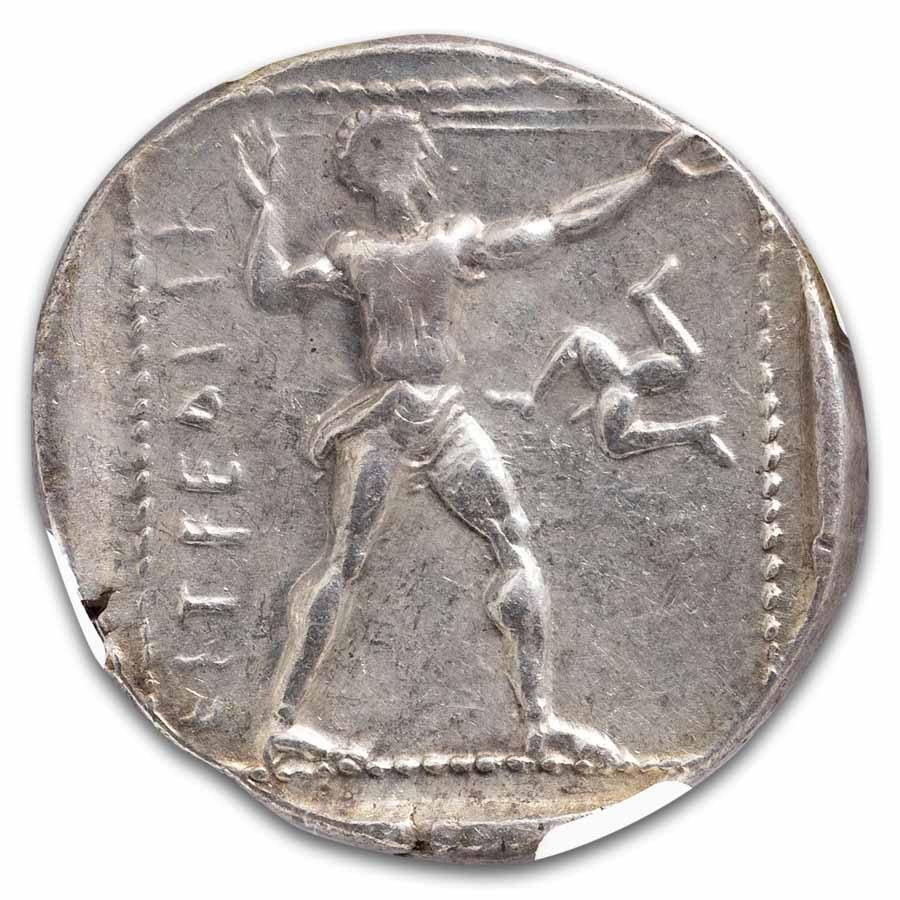 Pamphylia Aspendus AR Stater Wrestlers (380-325 BC) Ch XF NGC