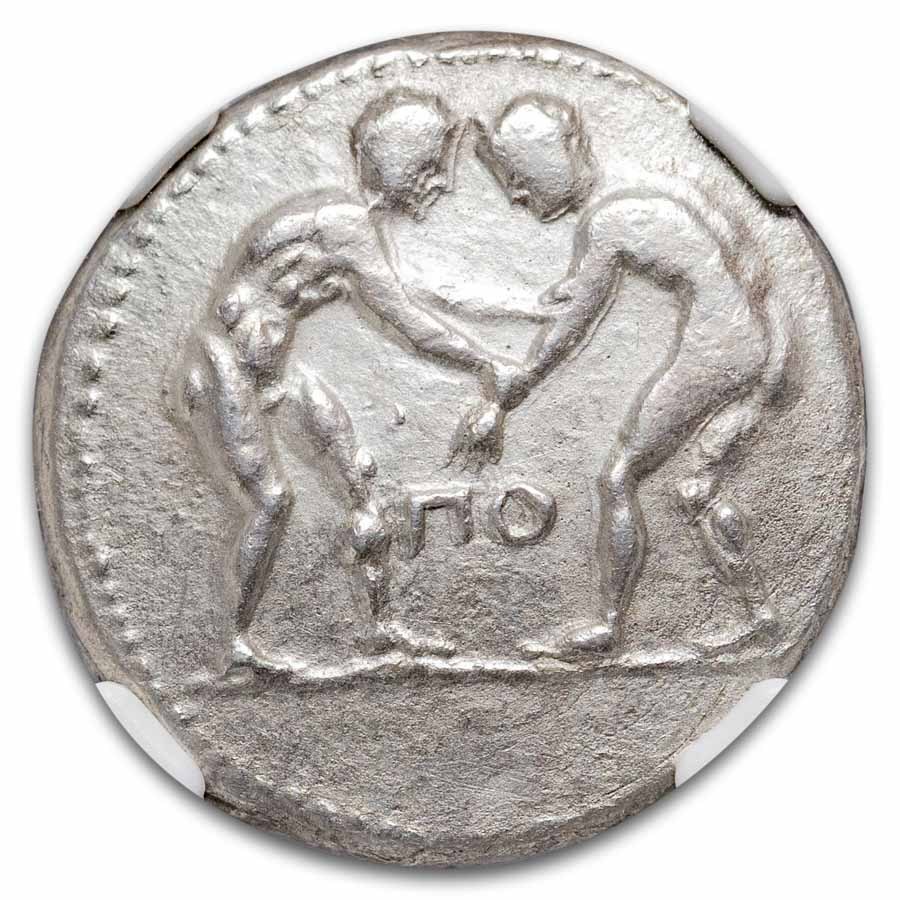 Pamphylia Aspendos AR Stater Wrestlers (325-250 BC) VF NGC