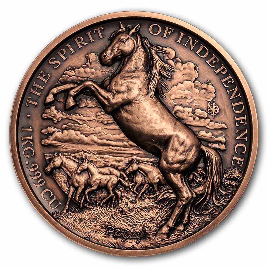 2026 Benin 1 kilo Copper Antique Atélier P. De Greef; Mustang