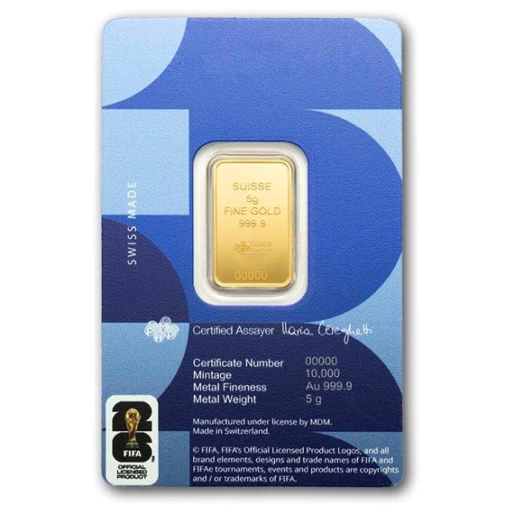 5 gram Gold Bar - PAMP FIFA™ 2026 World Cup (w/ Assay &amp; Sleeve)