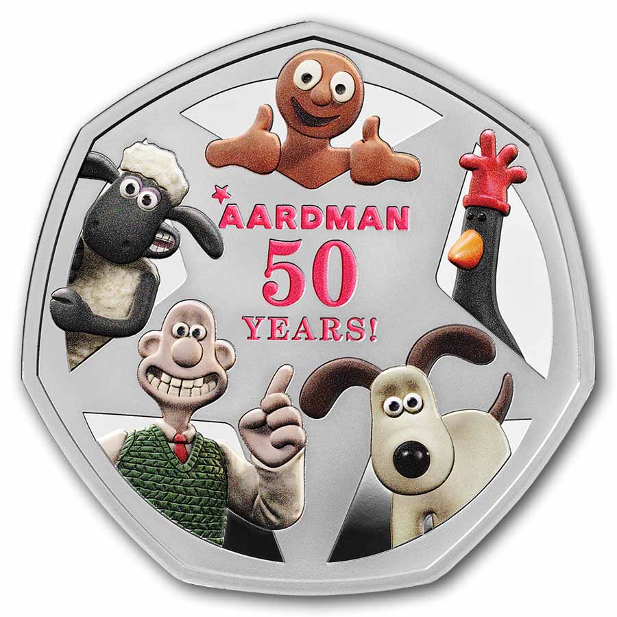 2026 Great Britain Aardman 50p Silver Proof Color Coin