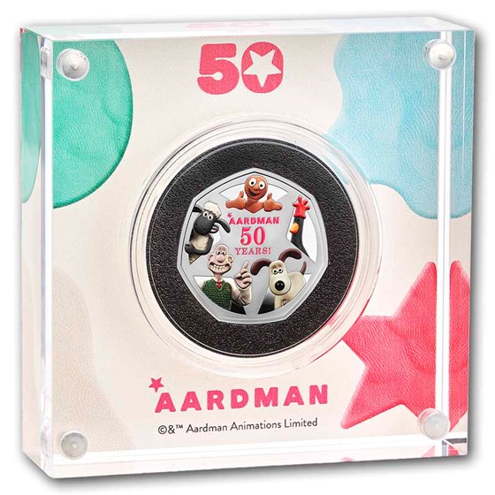 2026 Great Britain Aardman 50p Silver Proof Color Coin