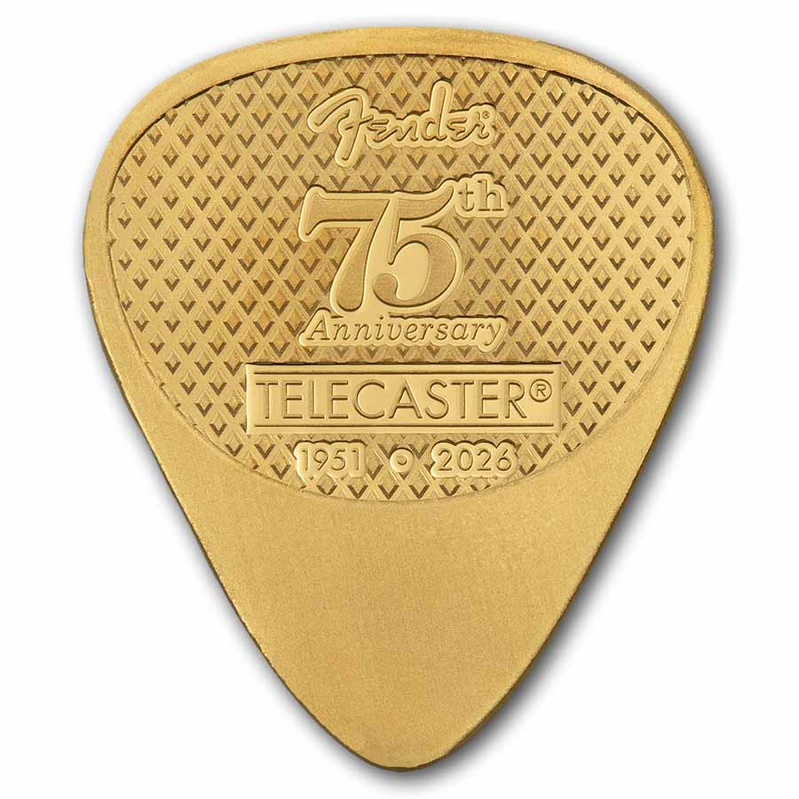 5 gram Gold PAMP Fender Guitar Pick - Telecaster 75th Anniversary 5 gram Gold PAMP Fender Guitar Pick - Telecaster 75th Anniversary
