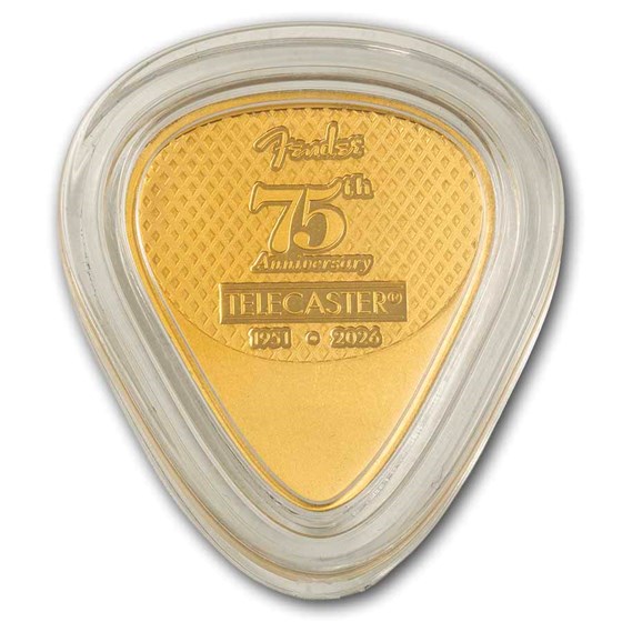 5 gram Gold PAMP Fender Guitar Pick - Telecaster 75th Anniversary