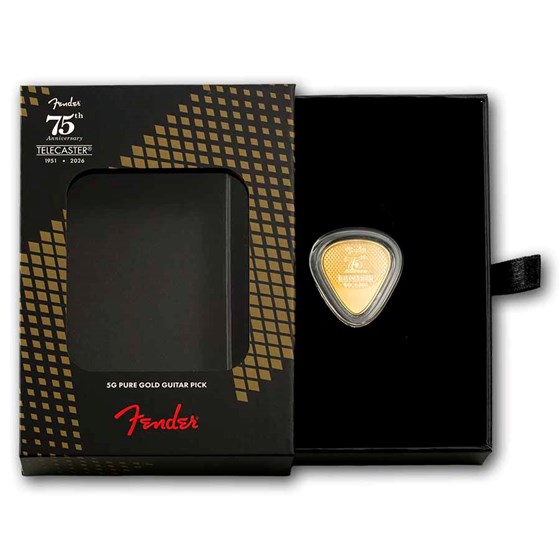 5 gram Gold PAMP Fender Guitar Pick - Telecaster 75th Anniversary