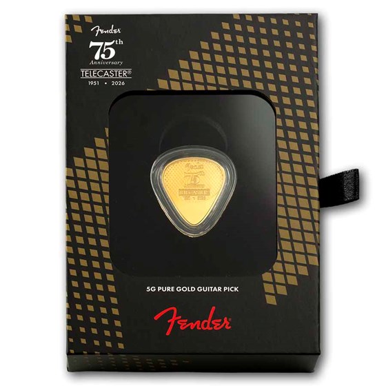 5 gram Gold PAMP Fender Guitar Pick - Telecaster 75th Anniversary