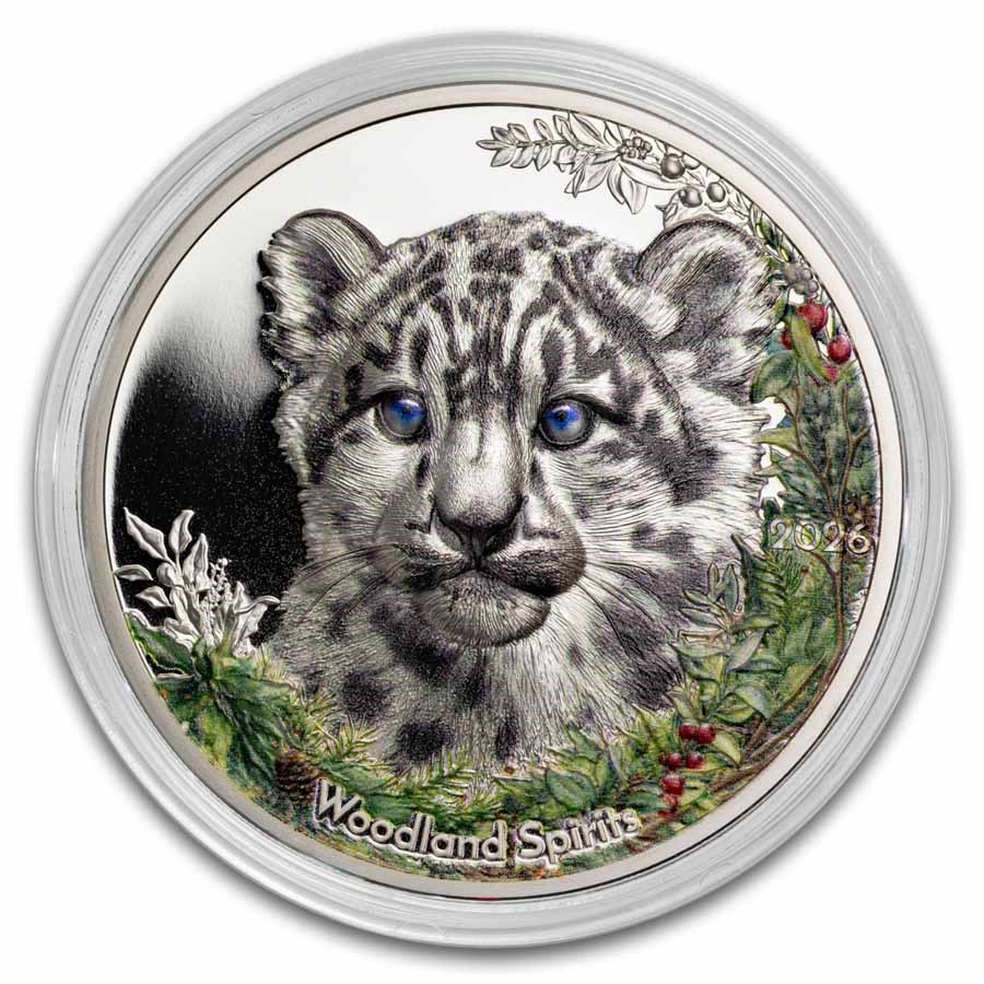 2026 Mongolia 1 oz Silver Woodland Spirits: Snow Leopard (w/ COA)