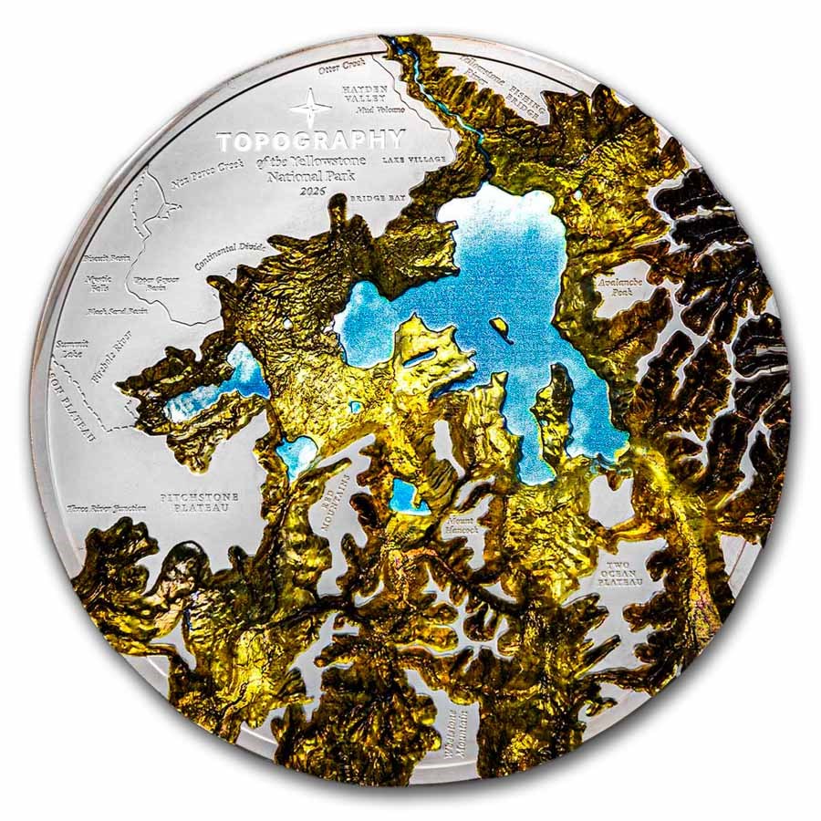 2026 Cook Islands 1 kilo Silver Proof Topography: Yellowstone