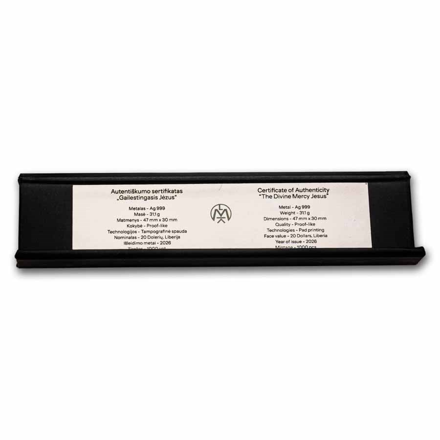 2026 Liberia 1 oz Silver The Divine Mercy Jesus (w/ Box & COA)
