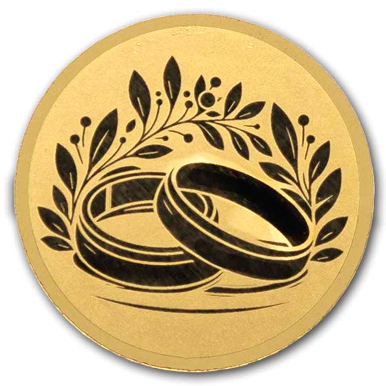 1/1000 oz Gold Round - Two Hearts Wedding (In Assay)