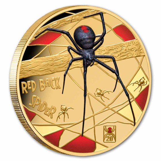 2026 Niue 1 oz Gold Red Back Spider Deadly &amp; Dangerous PF (Box)