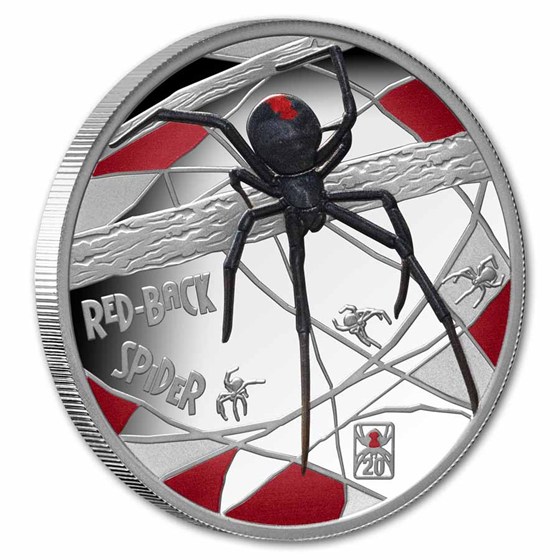2026 Tuvalu 1 oz Silver Colorized Red-Back Spider Proof (Box)