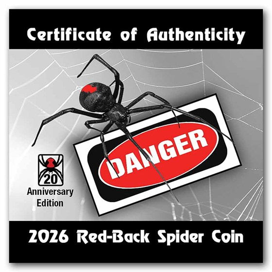 2026 Tuvalu 1 oz Silver Colorized Red-Back Spider Proof (Box)