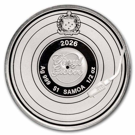 2026 Samoa 1/2 oz Silver Vinyl Groove: Rock 'N' Roll (Box &amp; COA)