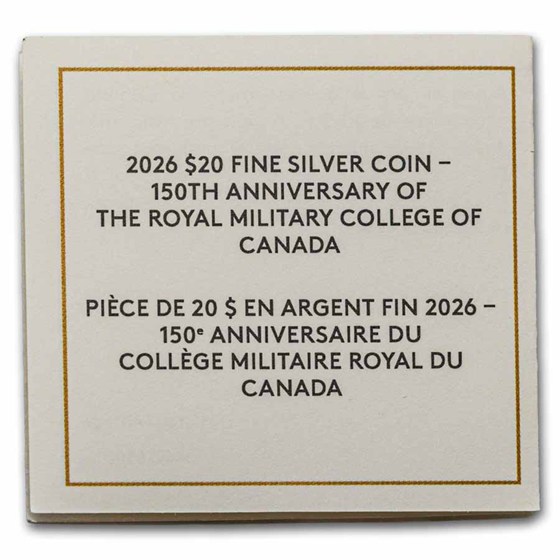 2026 RCM 1 oz Ag $20 150th Anniv of the Royal Military College