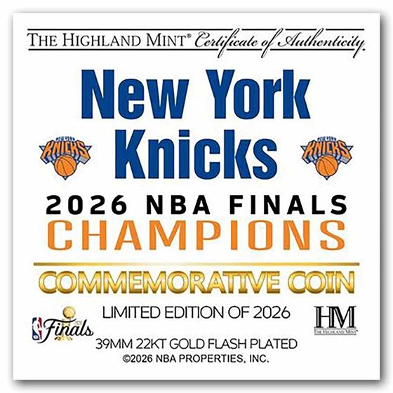 2026 Gold Plated Coin NBA Finals Champions New York Knicks