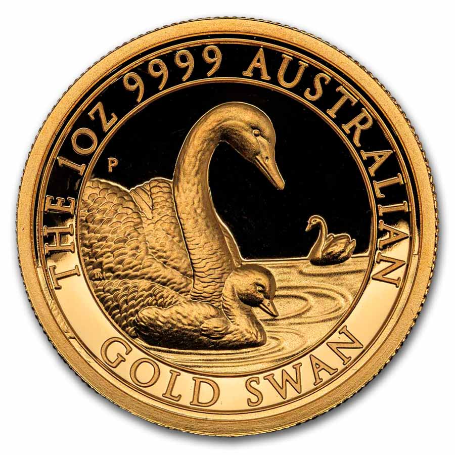 2019 Australia 1 oz Gold Swan Proof (HR, Damaged Box)