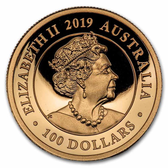 2019 Australia 1 oz Gold Swan Proof (HR, Damaged Box)