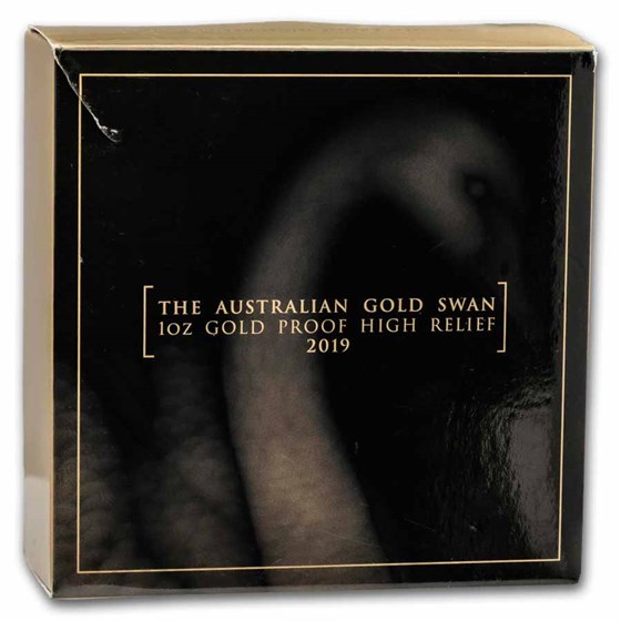 2019 Australia 1 oz Gold Swan Proof (HR, Damaged Box)