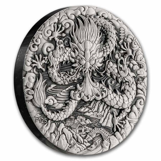 2024 Australia 2 oz Silver Year of the Dragon Antiqued (No Box)