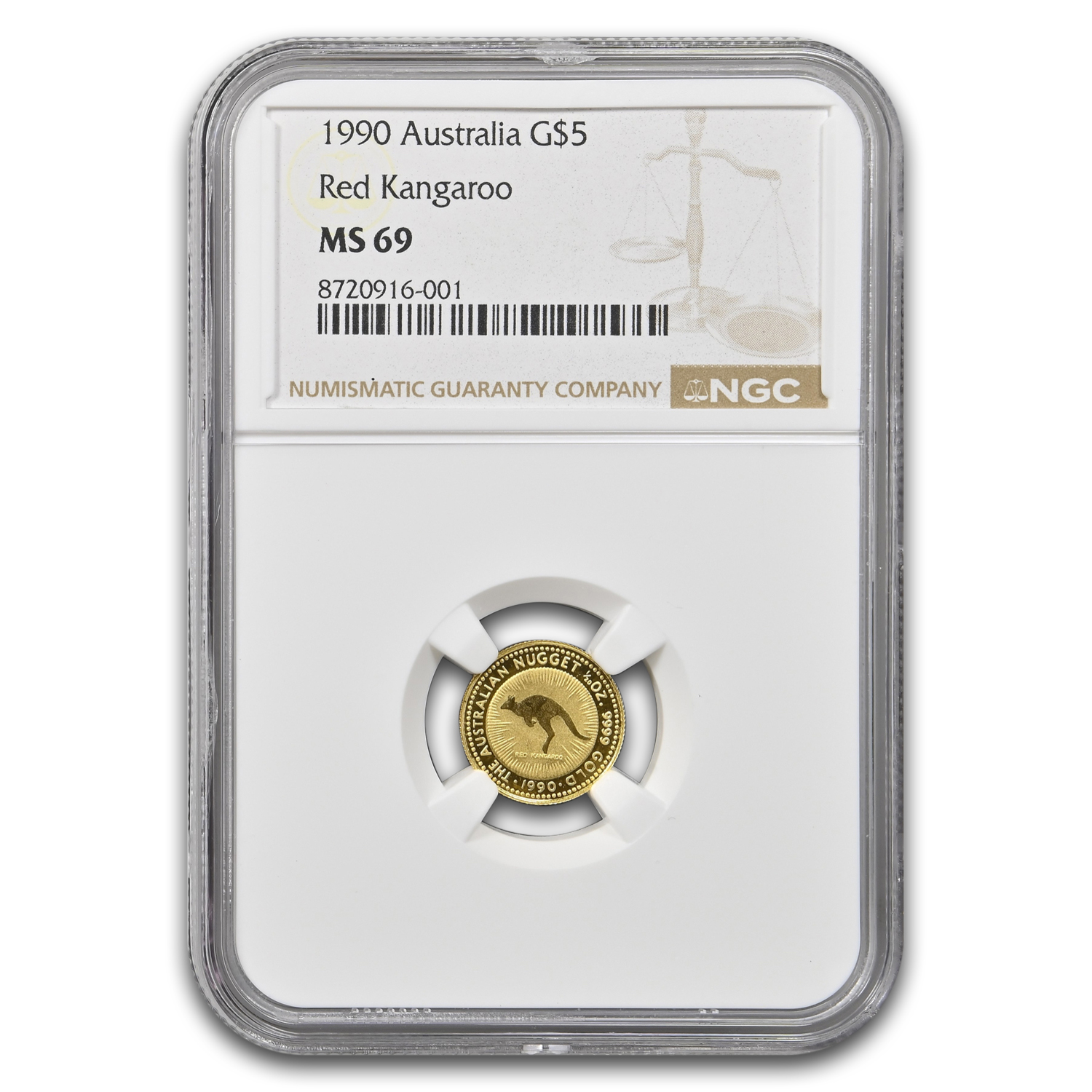 1990 Australia 1/20 oz Gold Kangaroo MS-69 NGC