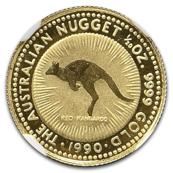 1990 Australia 1/20 oz Gold Kangaroo MS-69 NGC