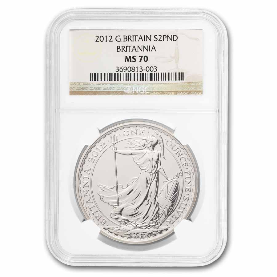 2012 Great Britain 1 oz Silver Britannia MS-70 NGC
