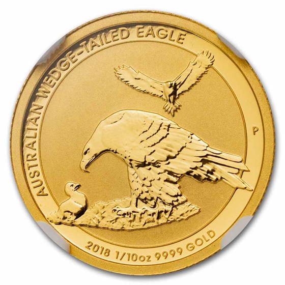 2018 Australia 1/10 oz Gold Wedge Tailed Eagle MS-70 NGC (FR)