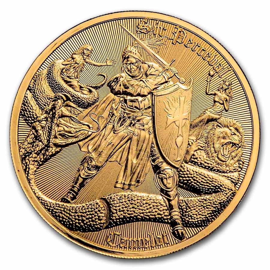 2026 Niue 1 oz Silver Camelot: Sir Perceval Gilded BU 2026 Niue 1 oz Silver Camelot: Sir Perceval Gilded BU