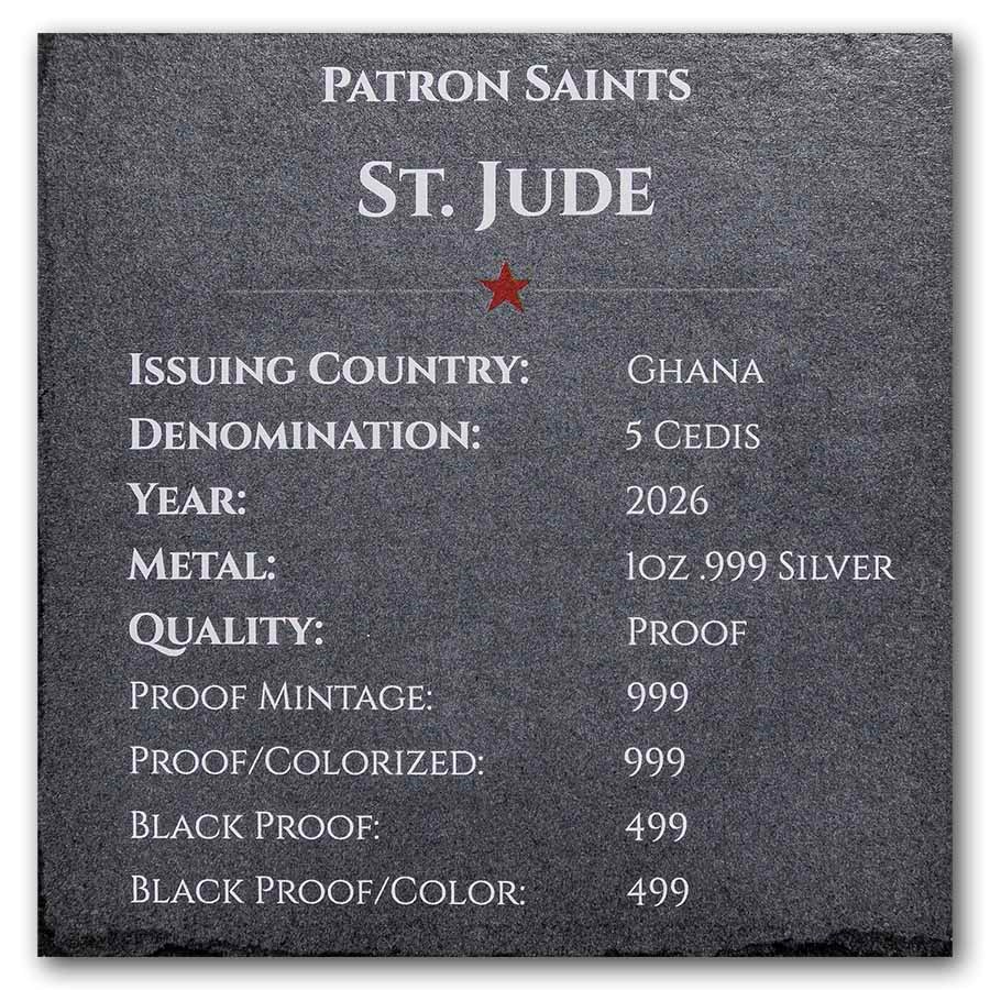 2026 Ghana 1 oz Silver Patron Saints St. Jude (Box/COA)