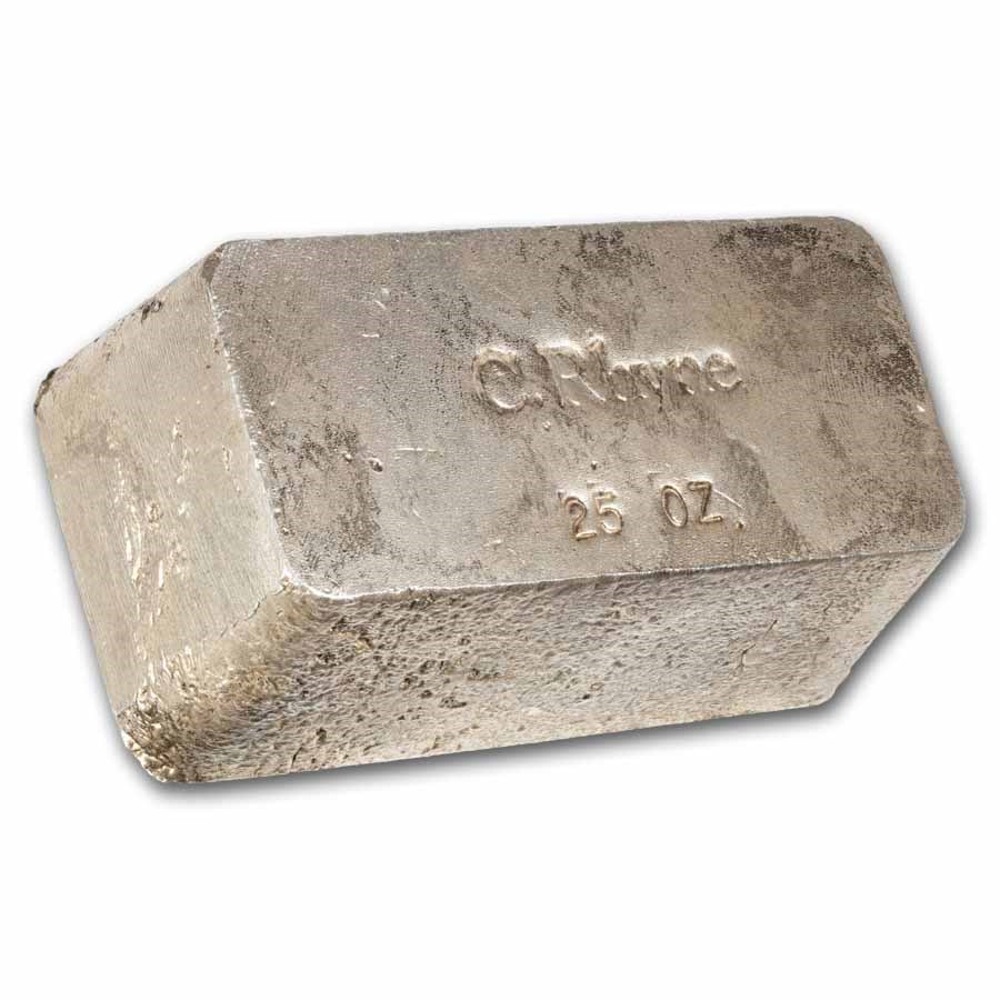 25 oz Silver Bar - Vintage C. Rhyne (Struck)