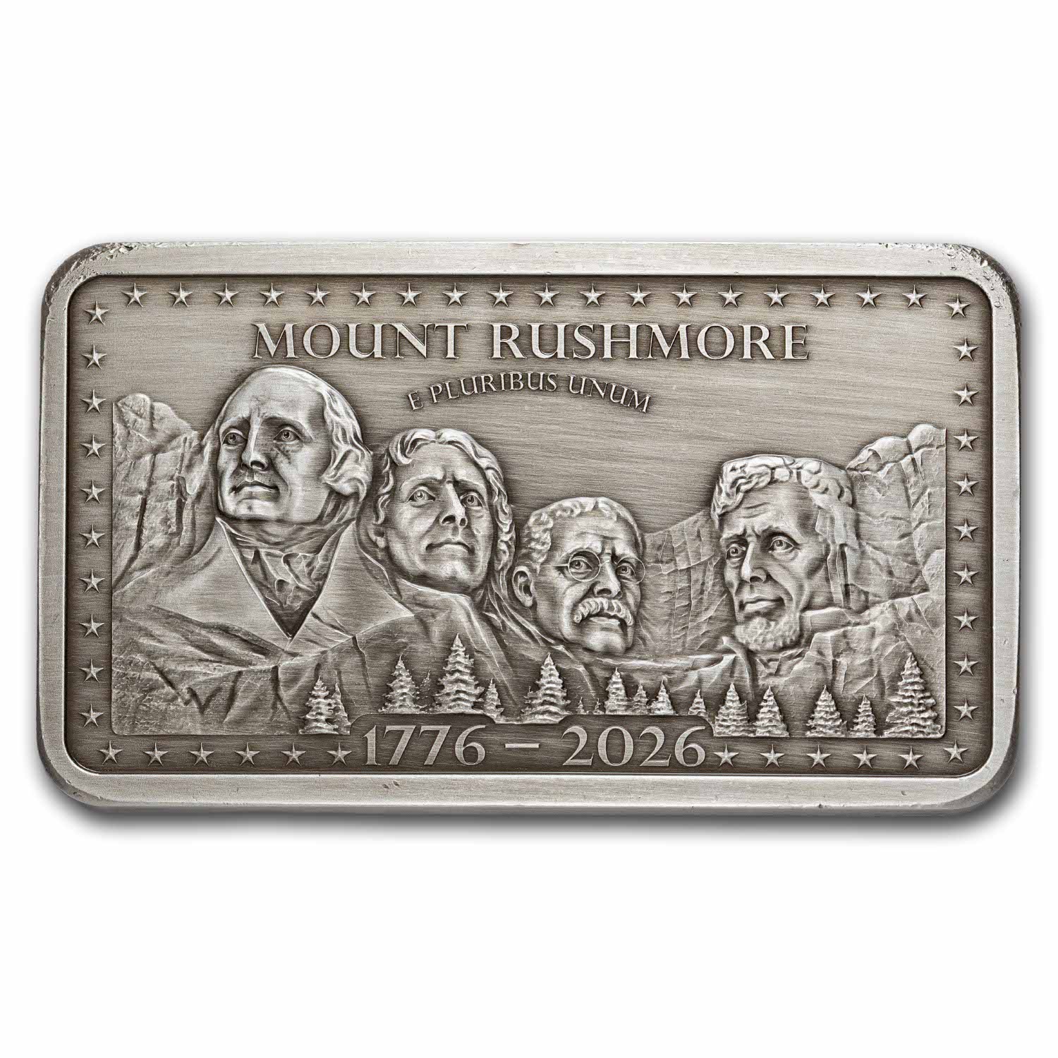 10 oz Silver Bar - Mount Rushmore Antiqued (America's 250th)