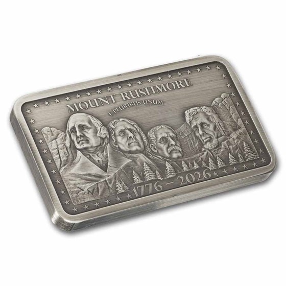 10 oz Silver Bar - Mount Rushmore Antiqued (America's 250th)