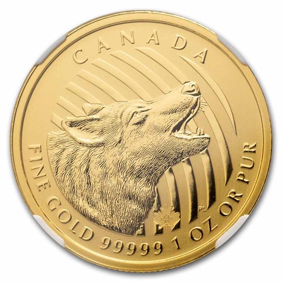 2014 Canada 1 oz Gold Howling Wolf .99999 MS-70 NGC