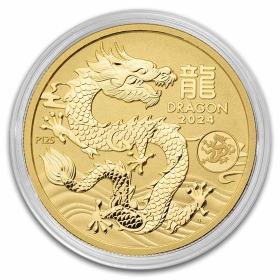 2024 Australia 1 oz Gold Lunar Dragon BU Dragon Privy