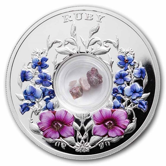 2026 Fiji 1 oz Silver Birthstones Series July: Ruby & Larkspur 2026 Fiji 1 oz Silver Birthstones Series July: Ruby & Larkspur