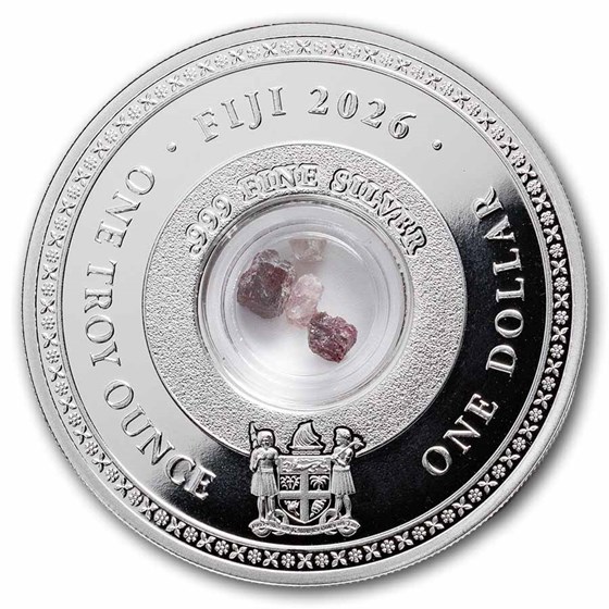 2026 Fiji 1 oz Silver Birthstones Series July: Ruby & Larkspur