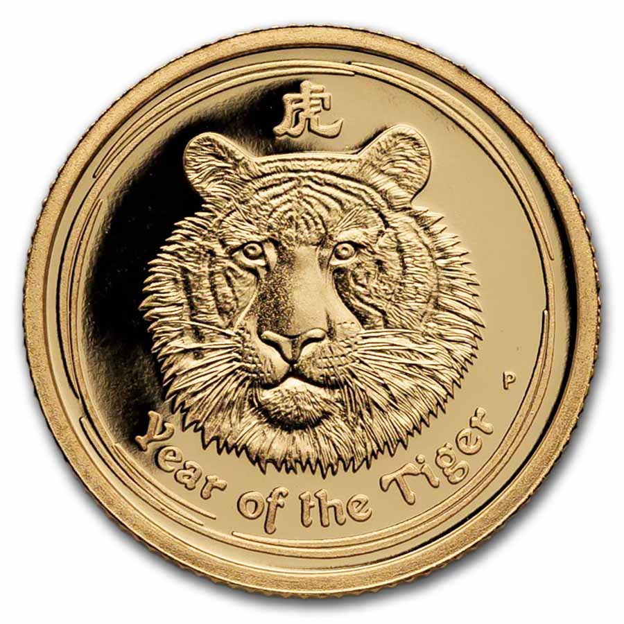 2010 Australia 1/10 oz Gold Lunar Tiger Proof (Box & COA)