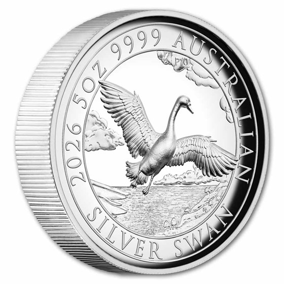 2026 AUS 5 oz Silver Swan PR-70 PCGS DCAM HR FDI, 10th Ann. Label