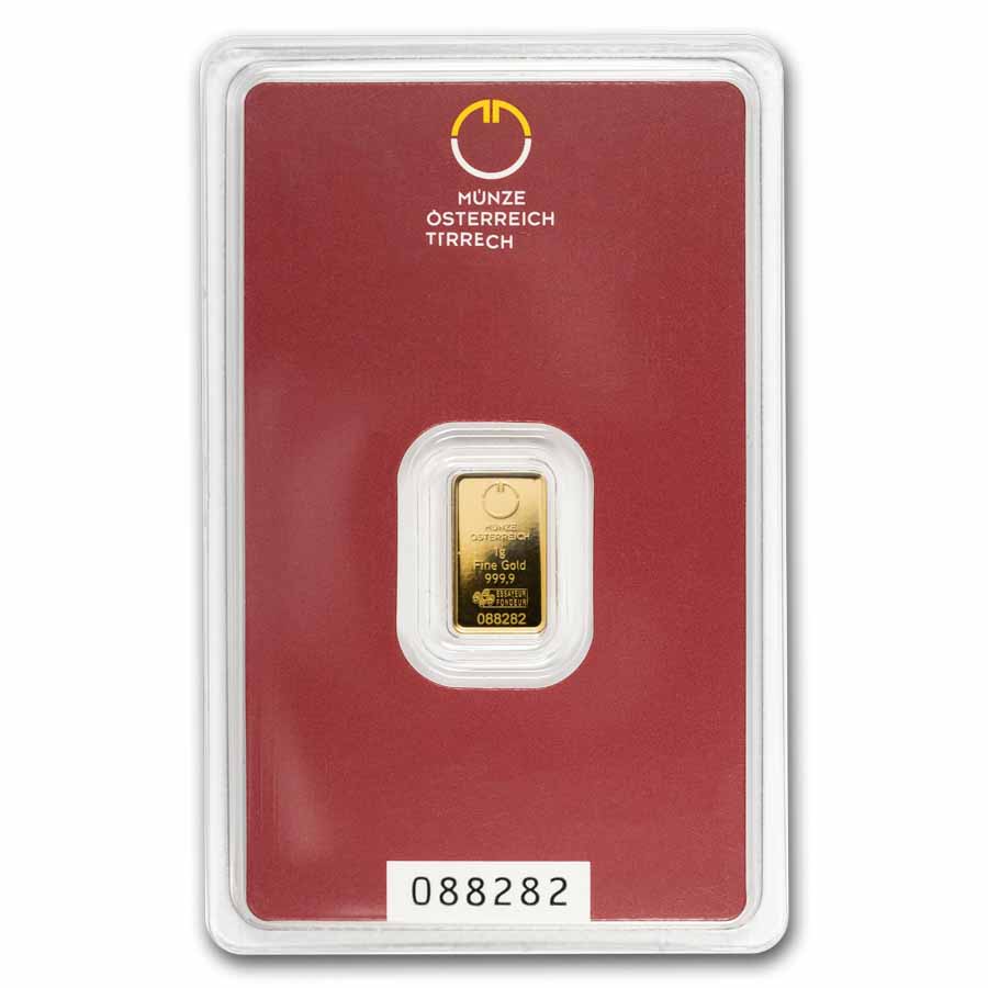 1 gram Gold Bar - Austrian Mint Design (New In Assay)