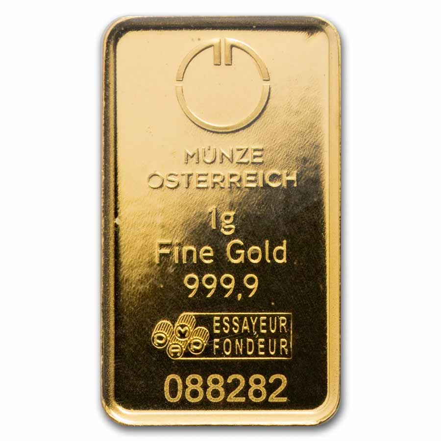 1 gram Gold Bar - Austrian Mint Design (New In Assay)