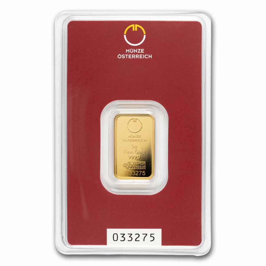 5 gram Gold Bar - Austrian Mint Design (New In Assay)